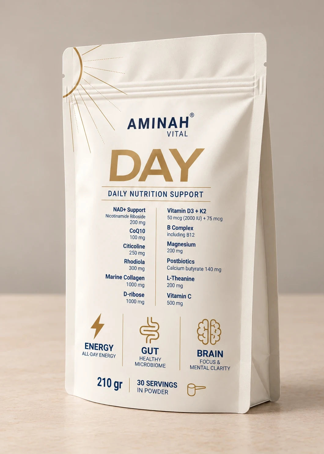 Bolsa de AMINAH DAY, nutrición diaria